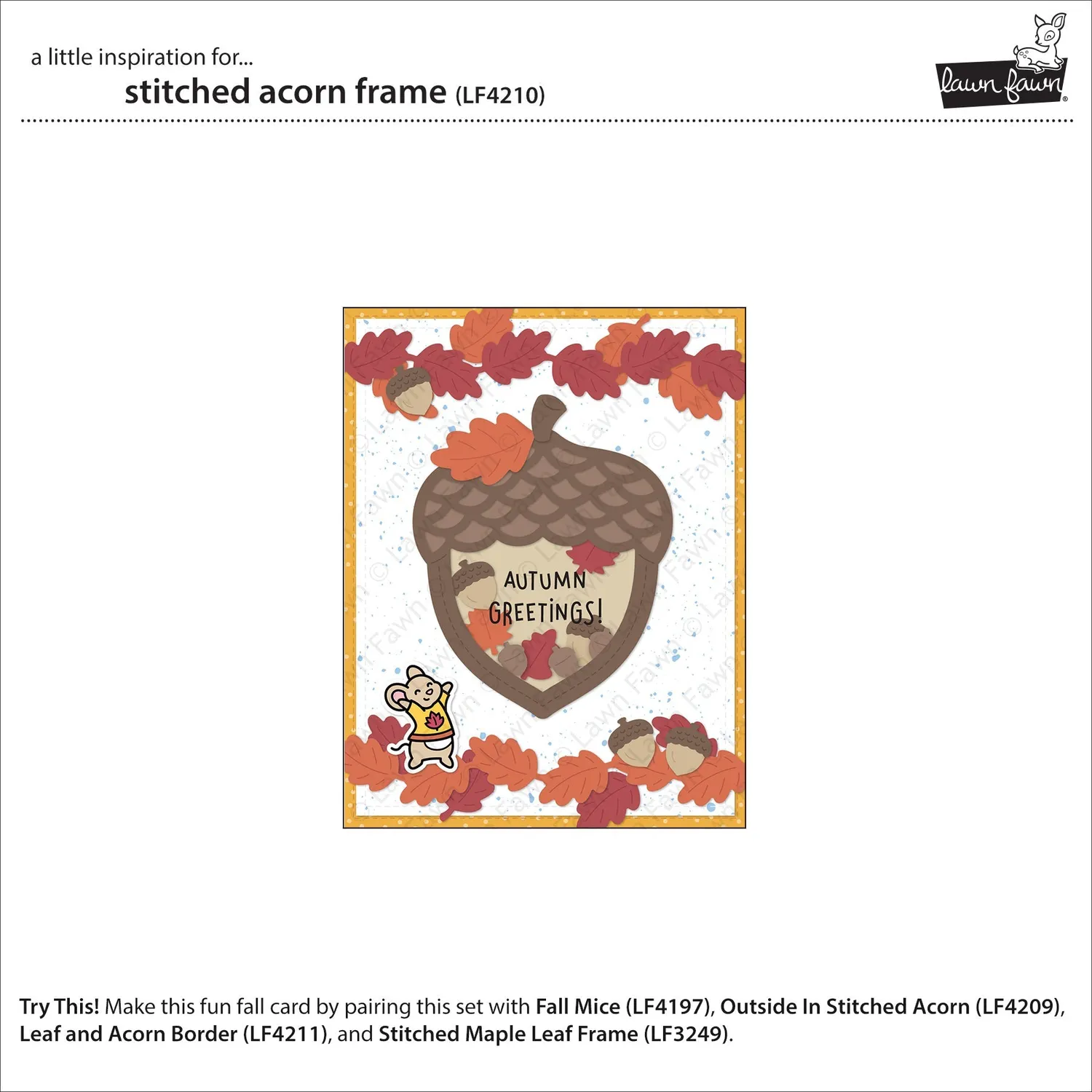 Lawn Fawn Stitched Acorn LF4210 Stanzen Eichel Herbst