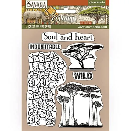 Stamperia Savana Gummistempel 14x18 Crackle Baum