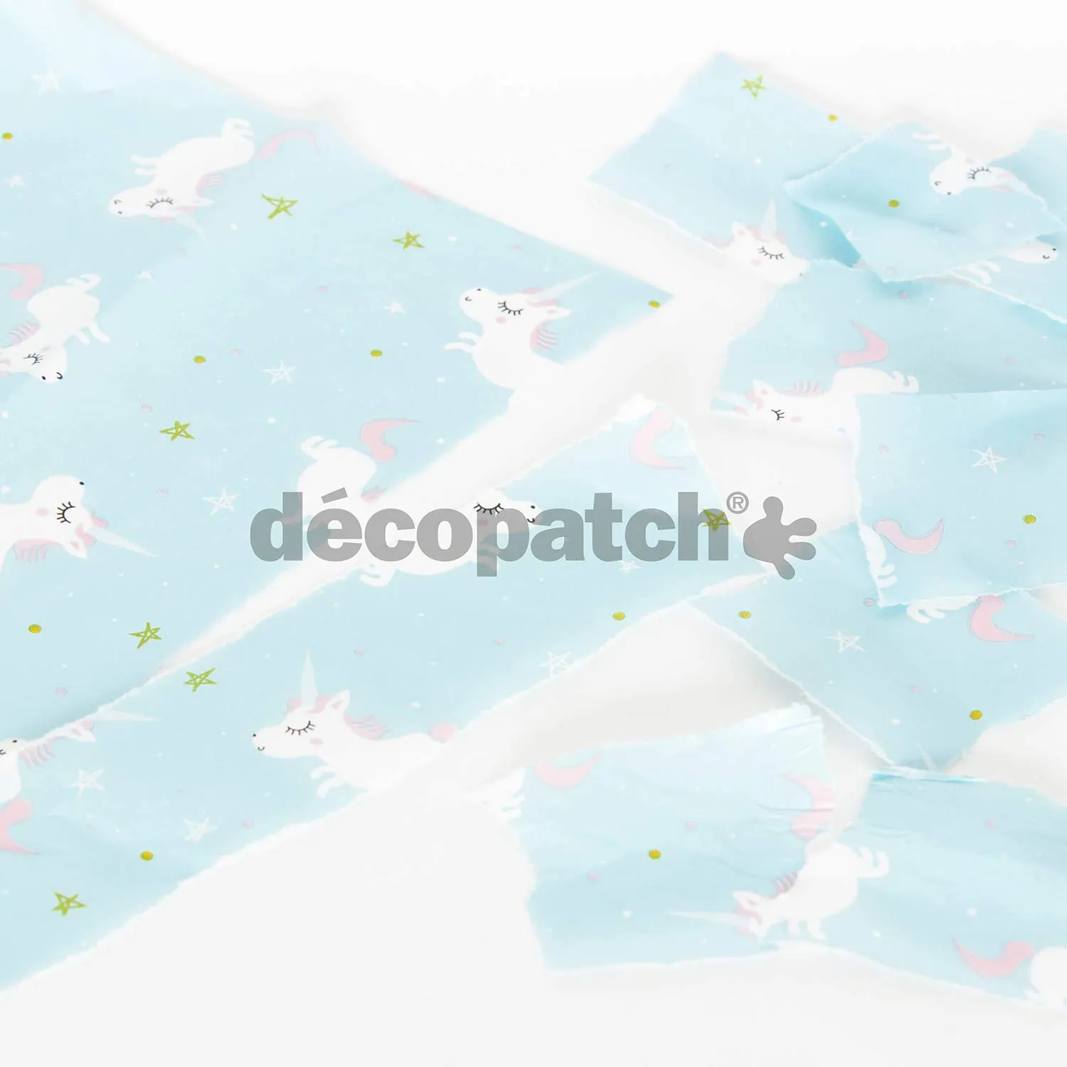 décopatch No.727 Papier Einhorn blau 3 Bögen