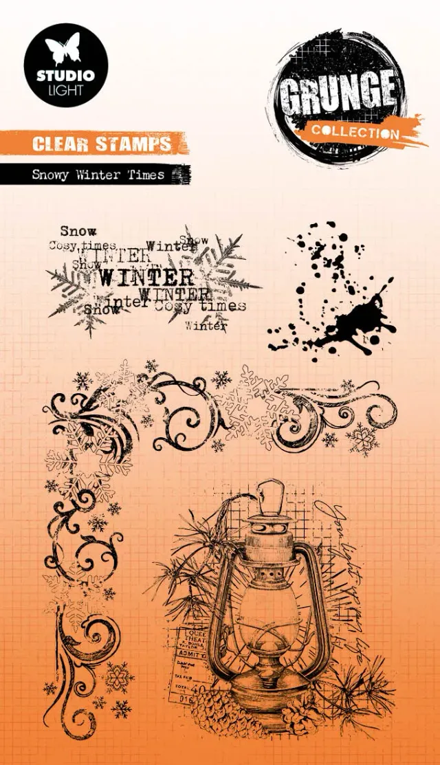 StudioLight Grunge Snowy Winter Times Clear Stamp 93x136mm