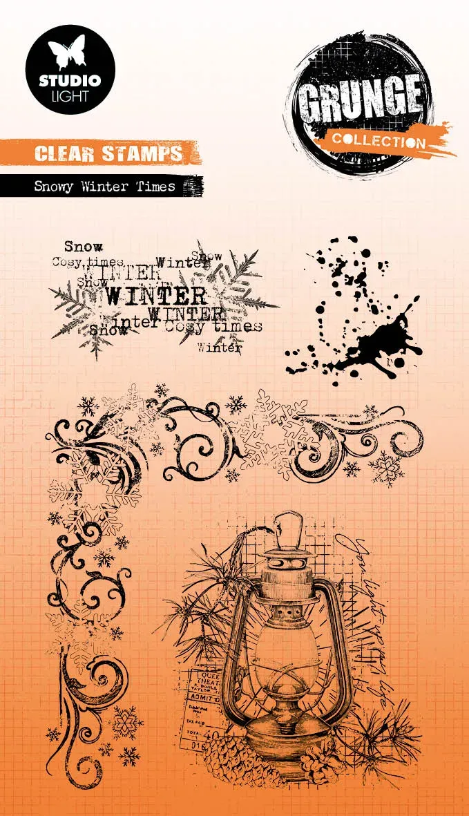 StudioLight Grunge Snowy Winter Times Clear Stamp 93x136mm