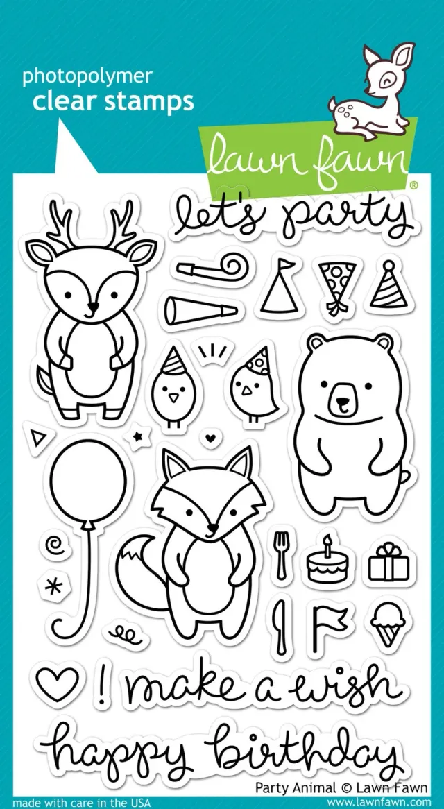 Lawn Fawn Party Animal LF893 Stempelset Geburtstag 29-teilig