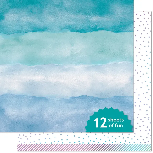 Lawn Fawn Larimar Designpapier 12x12 Aquarell Türkis 12 Blatt