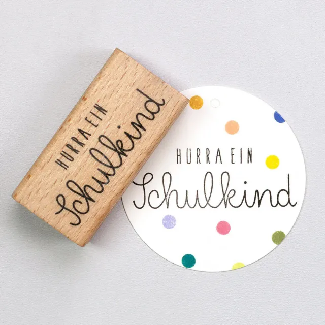 Perlenfischer Hurra ein Schulkind Stempel Holz 24x67 mm