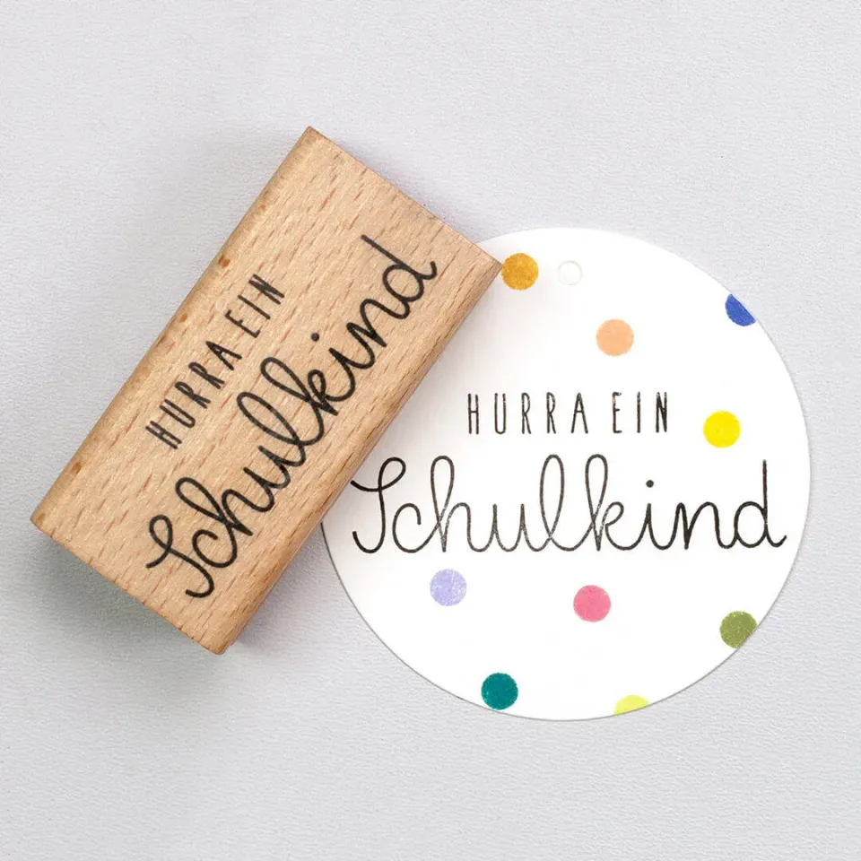 Perlenfischer Hurra ein Schulkind Stempel Holz 24x67 mm