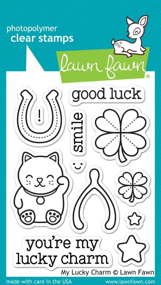 Lawn Fawn My Lucky Charm Stempel Kleeblatt Hufeisen 12tlg
