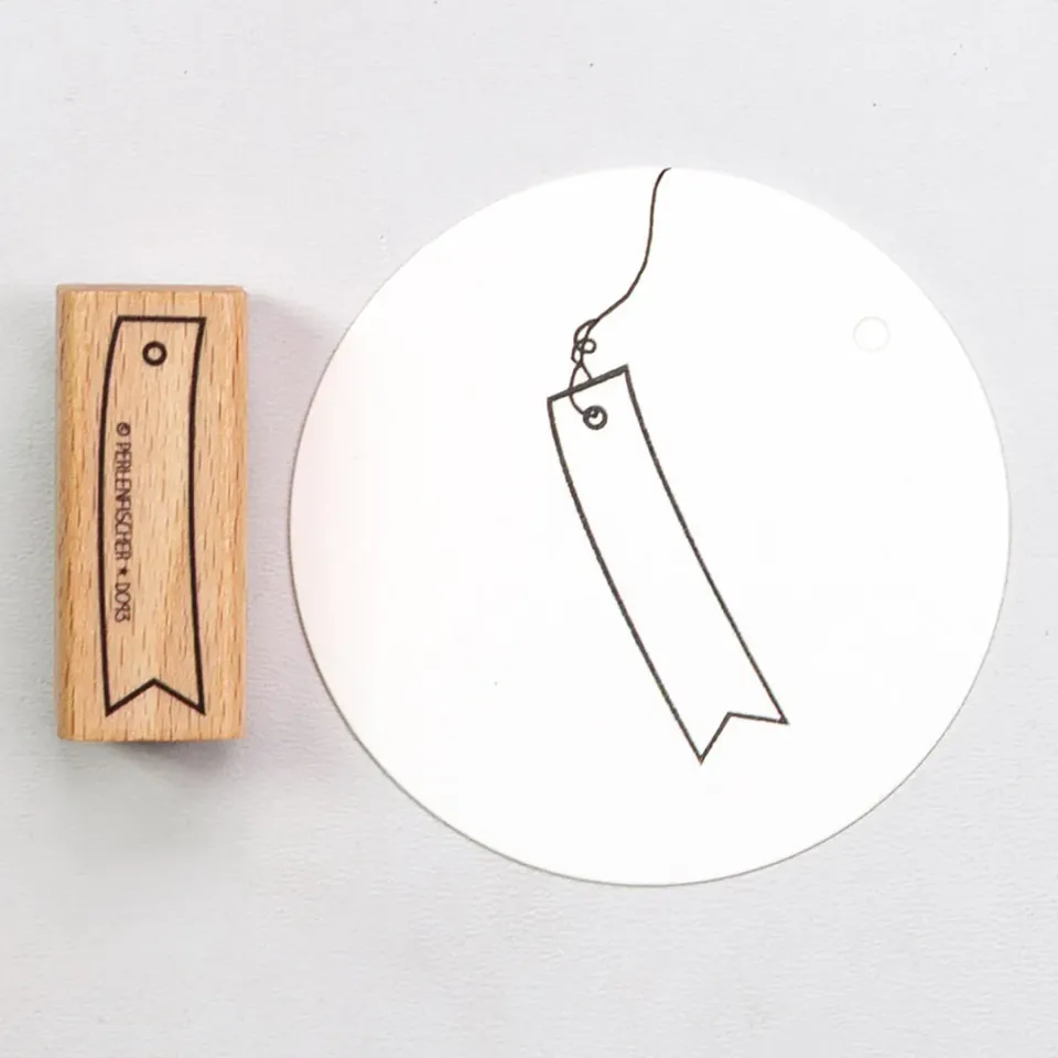 Perlenfischer Label Outline Stempel 41,5x11,1 mm Etikett