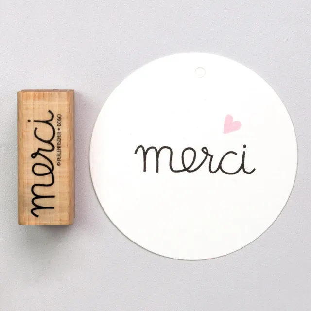 Perlenfischer Merci Stempel 11 x 43 mm Schriftzug
