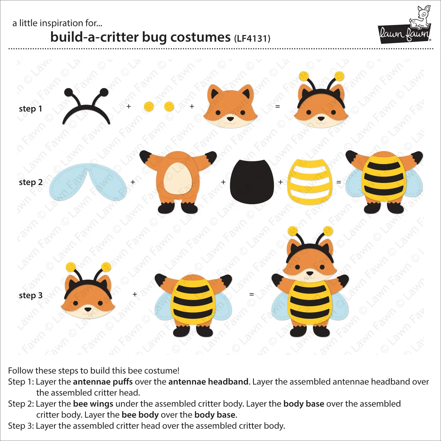 Lawn Fawn Build-a-Critter Bug Costumes Stanzen LF4131