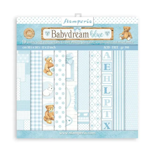 Stamperia BabyDream Blue Scrapbooking Pad 30,5x30,5 10Bl