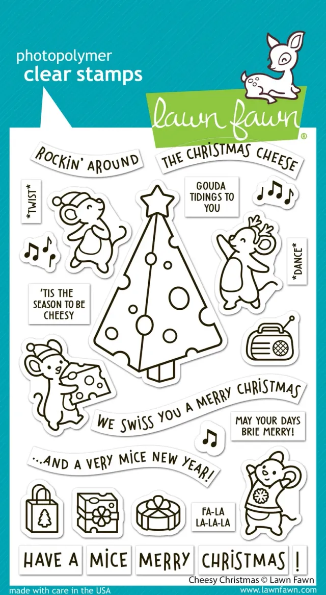 Lawn Fawn Cheesy Christmas LF3500 Stempelset Mäuse Weihnachten