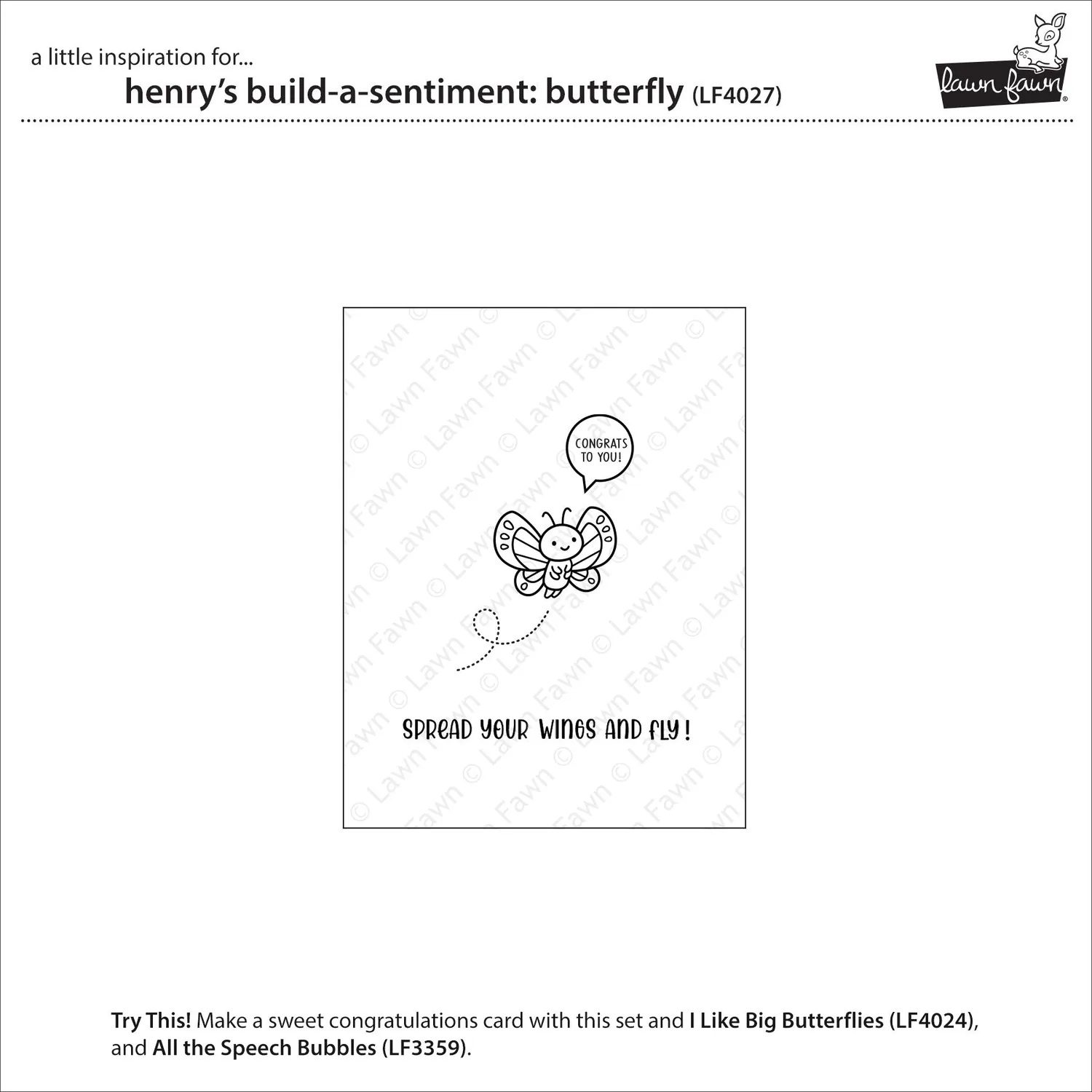 Lawn Fawn Henry's Butterfly Spruchstempel Schmetterling