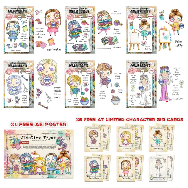 AALL and Create Janet Klein Creative Types Bundle 6x A7 +Poster