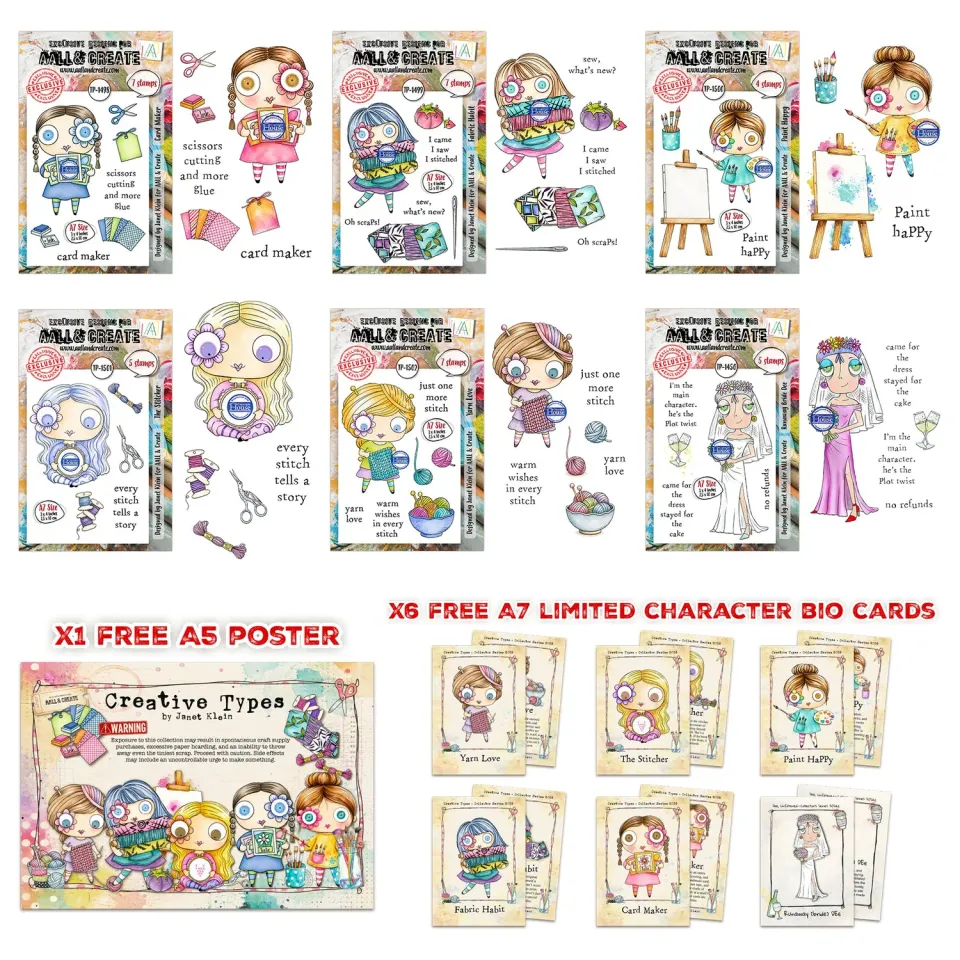 AALL and Create Janet Klein Creative Types Bundle 6x A7 +Poster