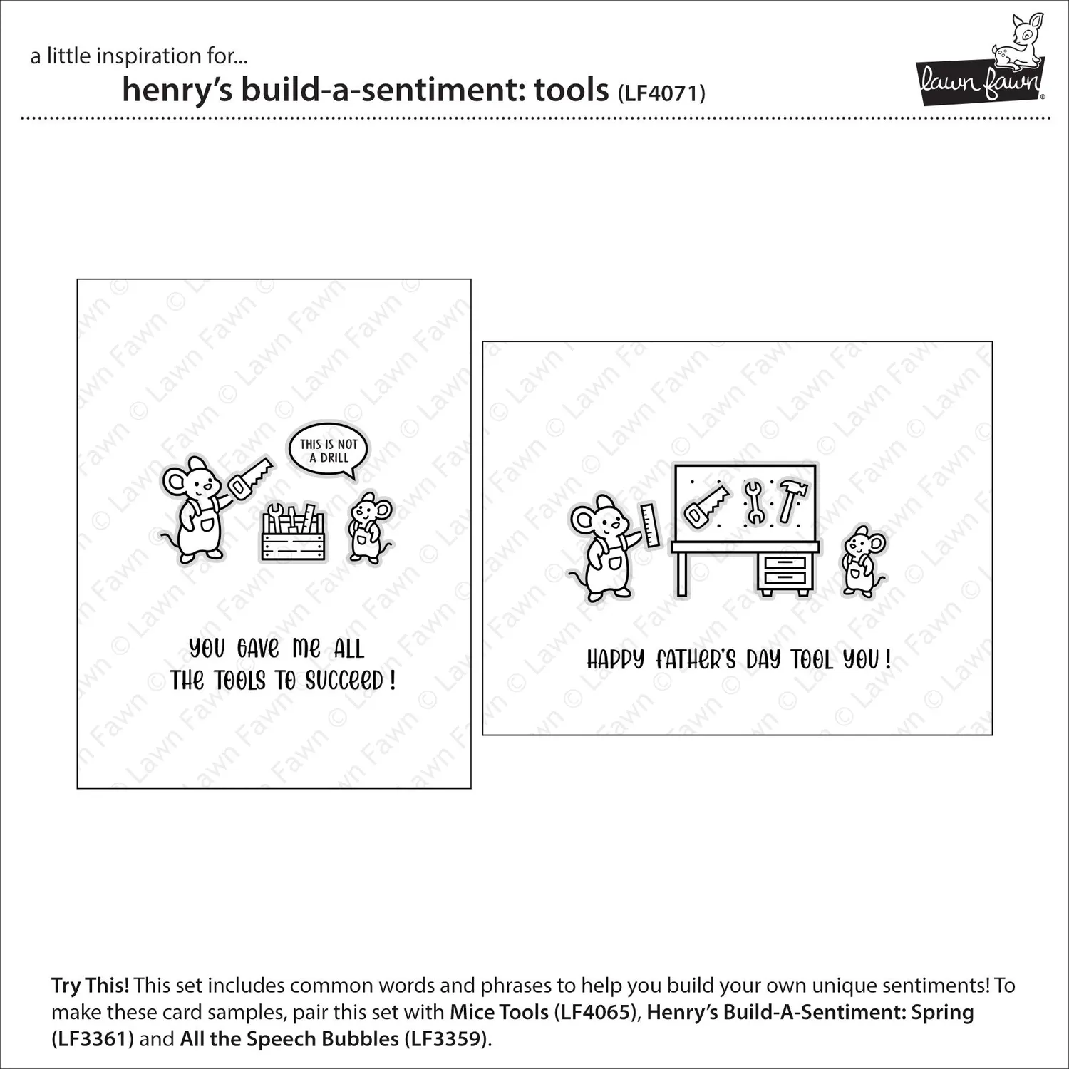 Lawn Fawn Henry's Build-a-Sentiment Tools Stempel Vatertag