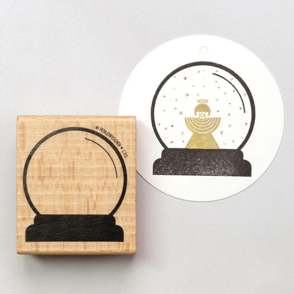 Perlenfischer Schneekugel 2 Holzstempel 51x46 mm