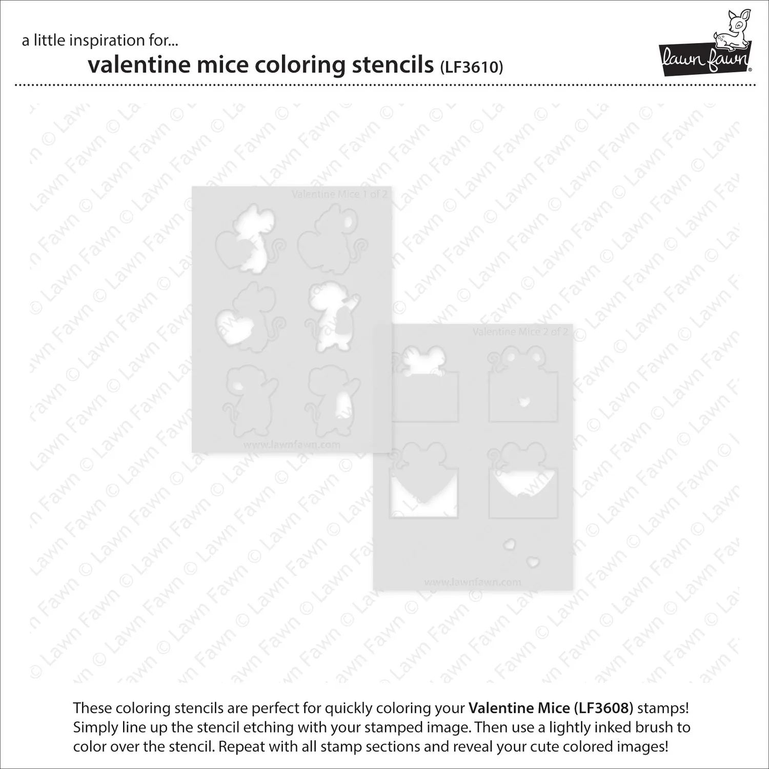 Lawn Fawn Valentine Mice Coloring Stencils Schablonen Mäuse