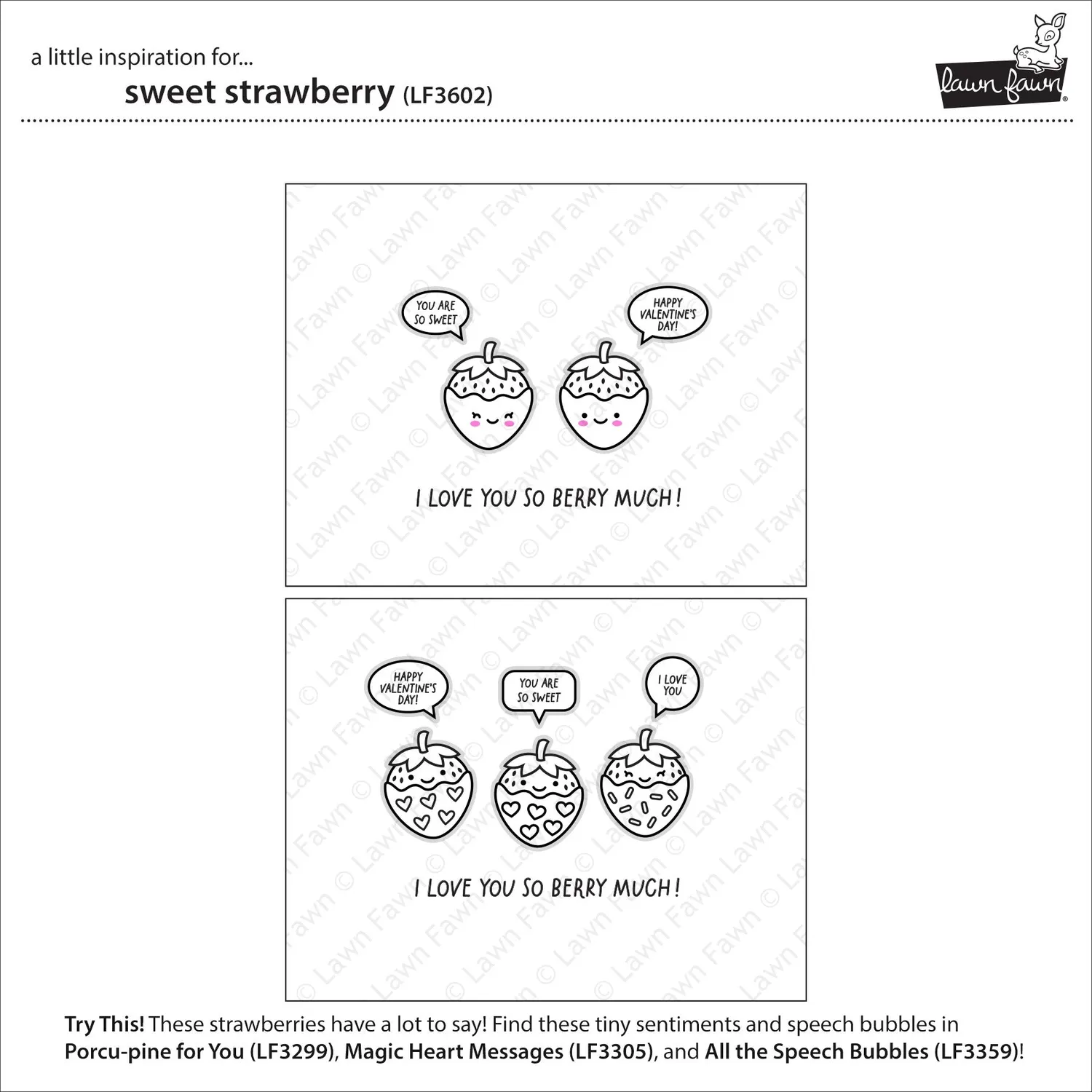 Lawn Fawn Sweet Strawberry Stempelset Erdbeeren Mini