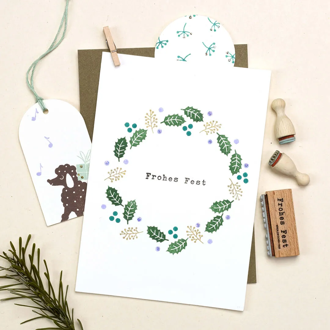 Perlenfischer Frohes Fest klassisch Stempel 4x37 mm