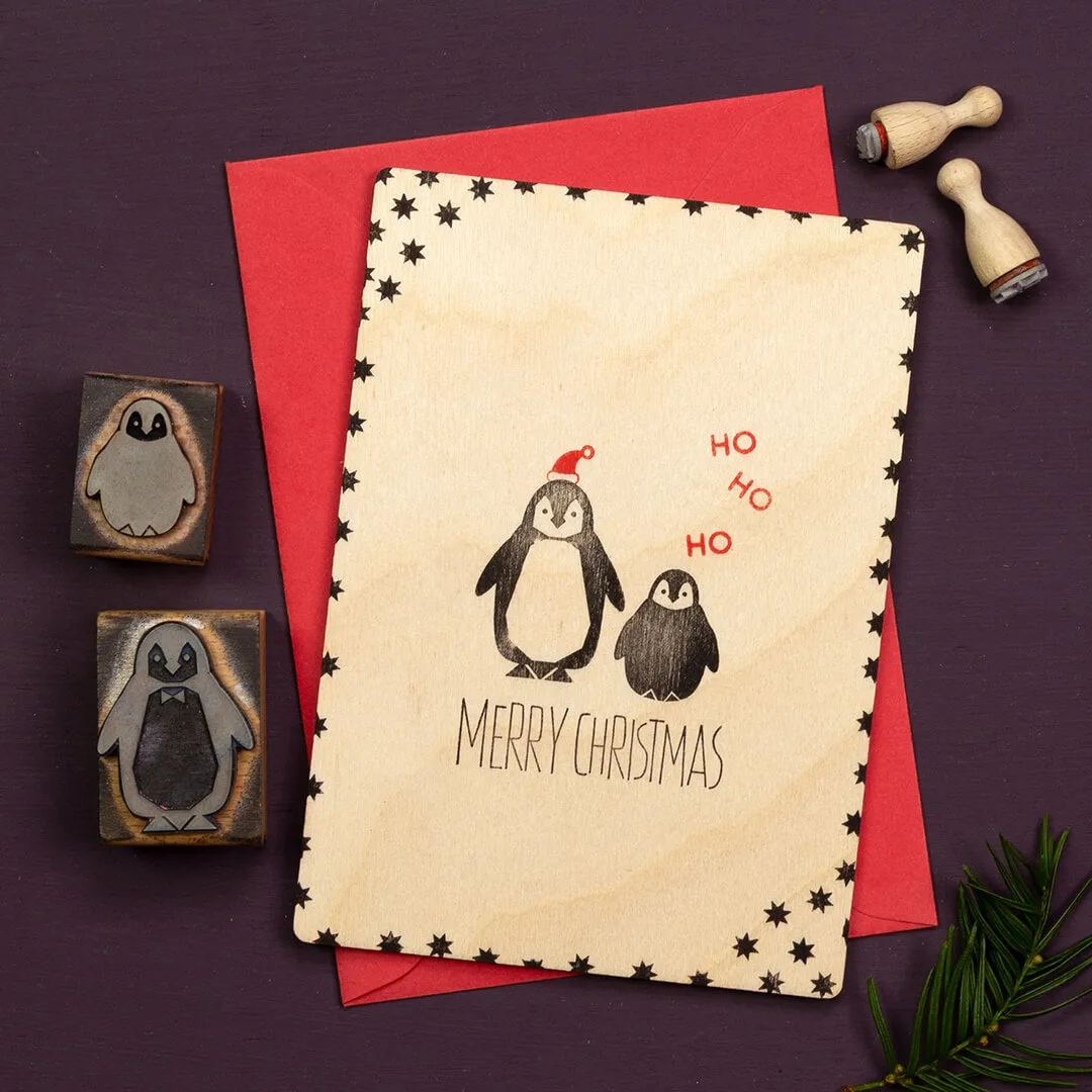Perlenfischer Pinguin Stempel 38x29 mm Holz