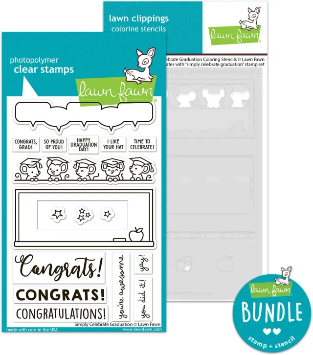 Lawn Fawn Simply Celebrate Graduation Stempel Schablonen Bundle