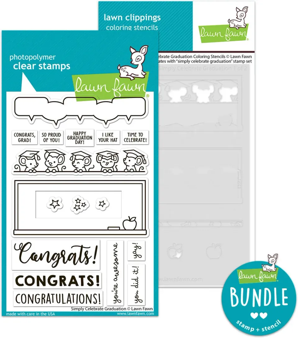 Lawn Fawn Simply Celebrate Graduation Stempel Schablonen Bundle