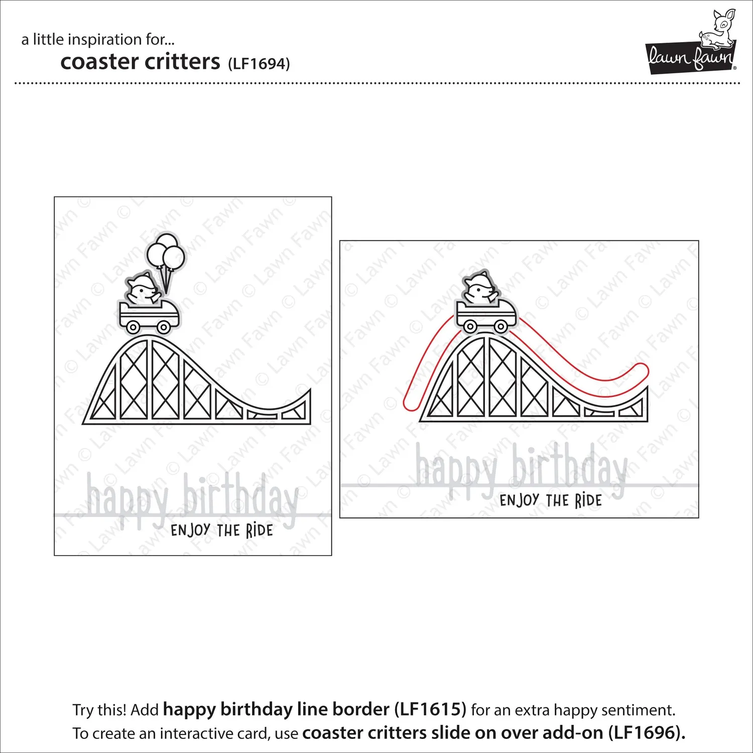 Lawn Fawn Coaster Critters Stempelset Geburtstag