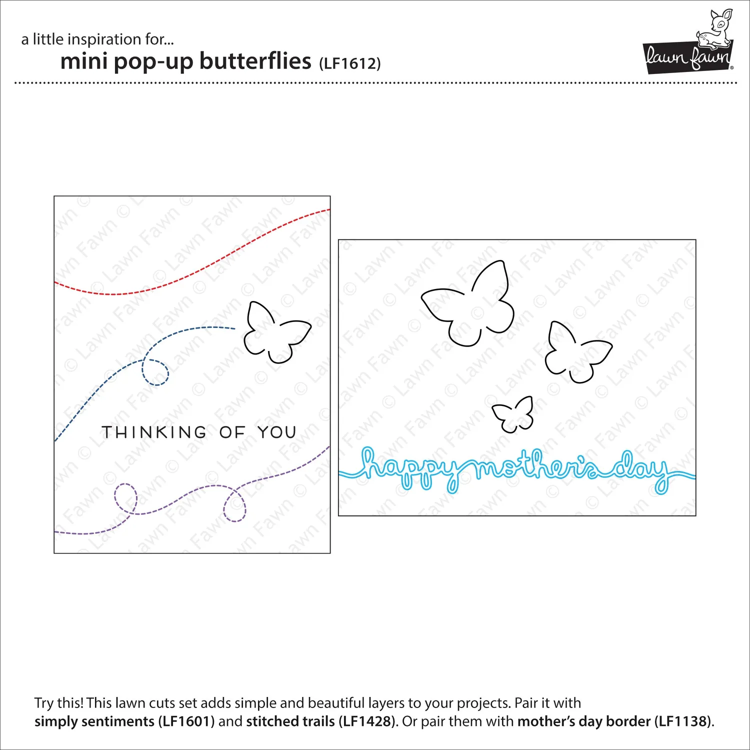 Lawn Fawn Mini Pop-Up Butterflies LF1612 Stanzen Falter
