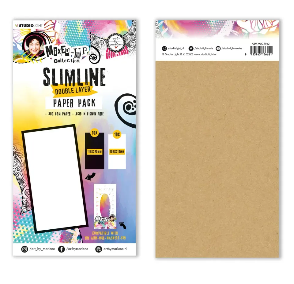 Art by Marlene Mixed-Up Slimline Papierpack 20 Blatt 115x260mm