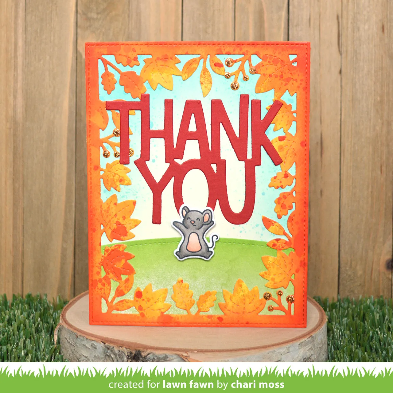 Lawn Fawn Fall Leaves Backdrop Stanzschablone Herbst
