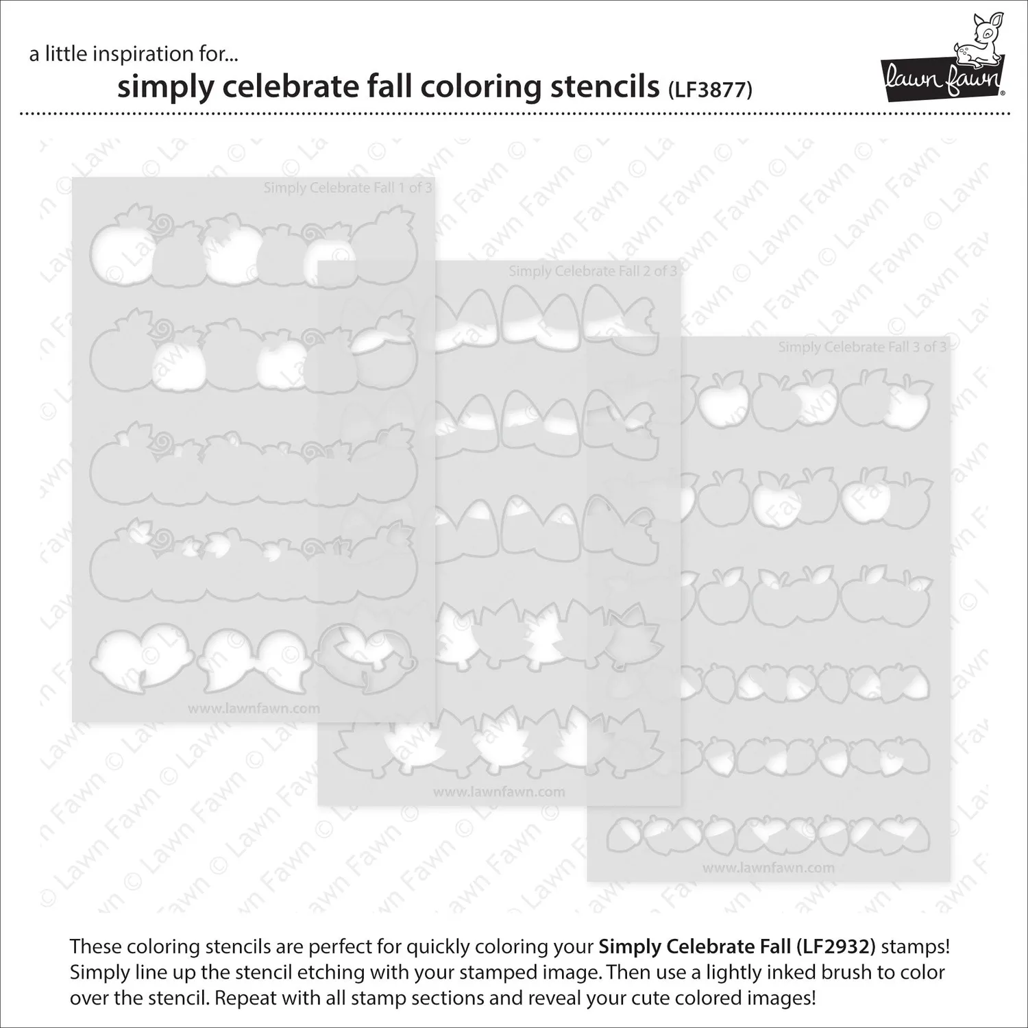 Lawn Fawn Simply Celebrate Fall Coloring Stencils 3-tlg