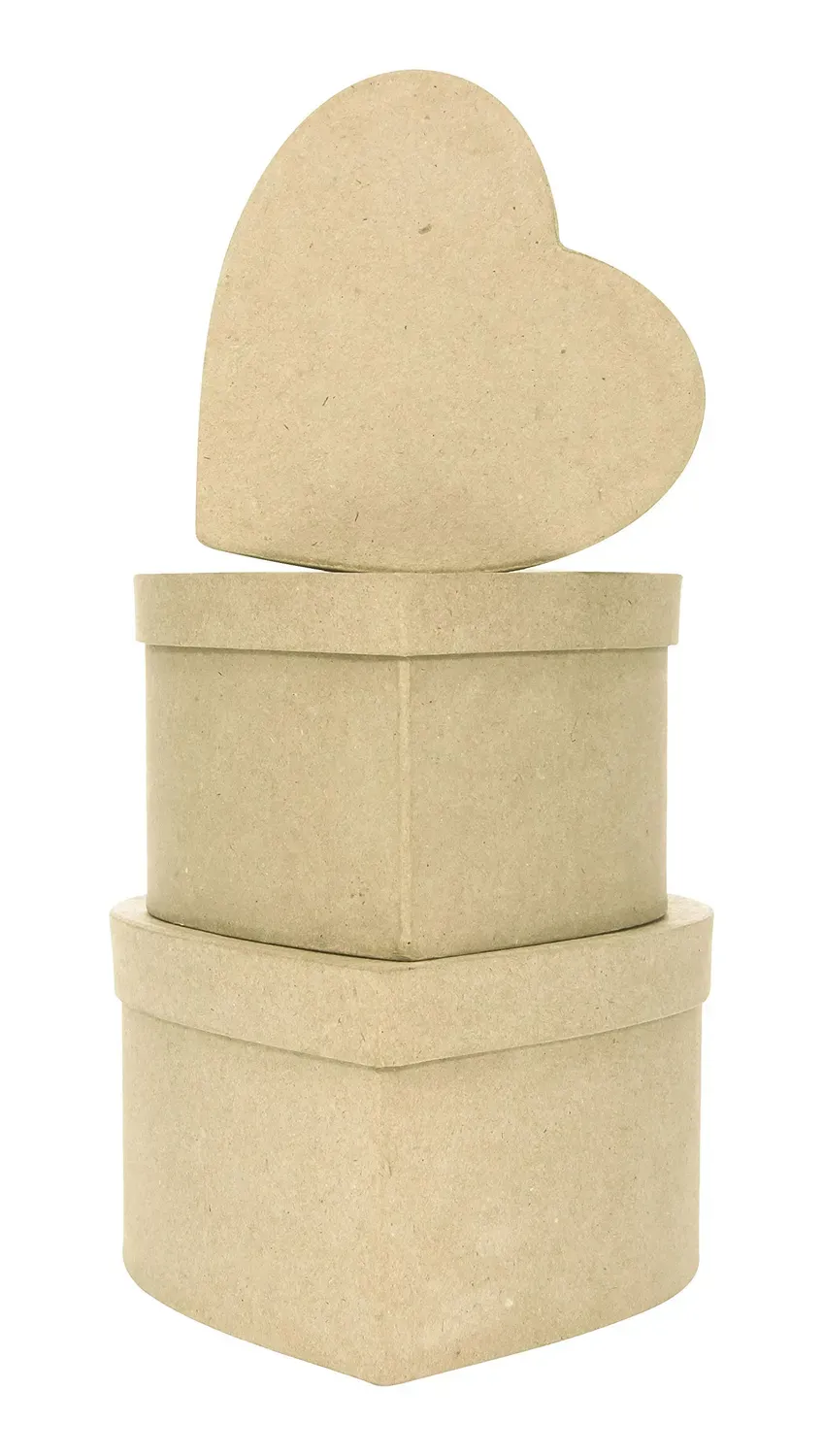 décopatch BTS903O Herzboxen 3er-Set Pappmaché natur