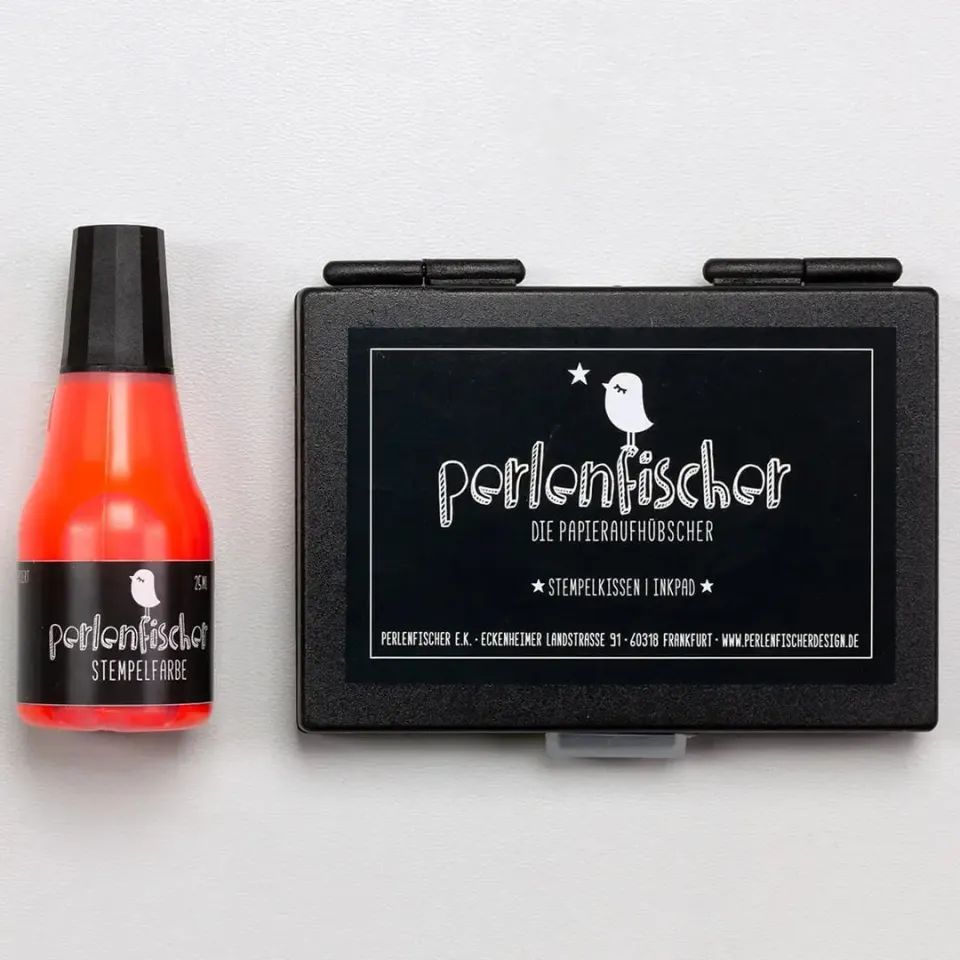 Perlenfischer Neon Rot Stempelkissen Set 25 ml Dye Ink