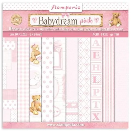 Stamperia BabyDream SBBS58 Scrapbookpapier BabyDream Pink 20,3x20,3