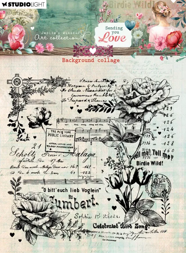 Jenine's Mindful Art Sending You Love Clear Stamp Hintergrund 129 mm