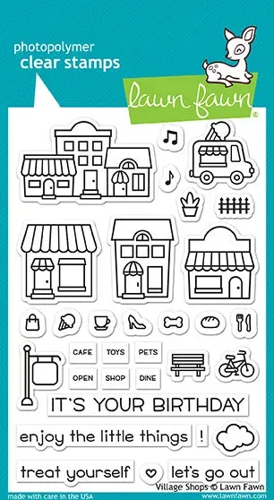 Lawn Fawn Village Shops LF1692 Clear Stamps Läden