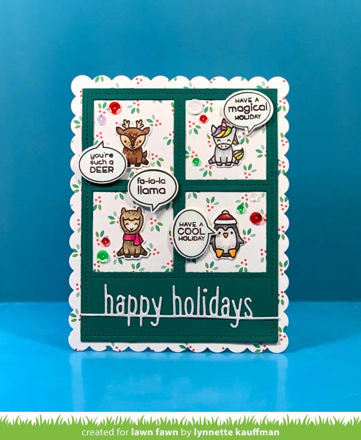 Lawn Fawn Happy Holidays Line Border Stanzen Schrift
