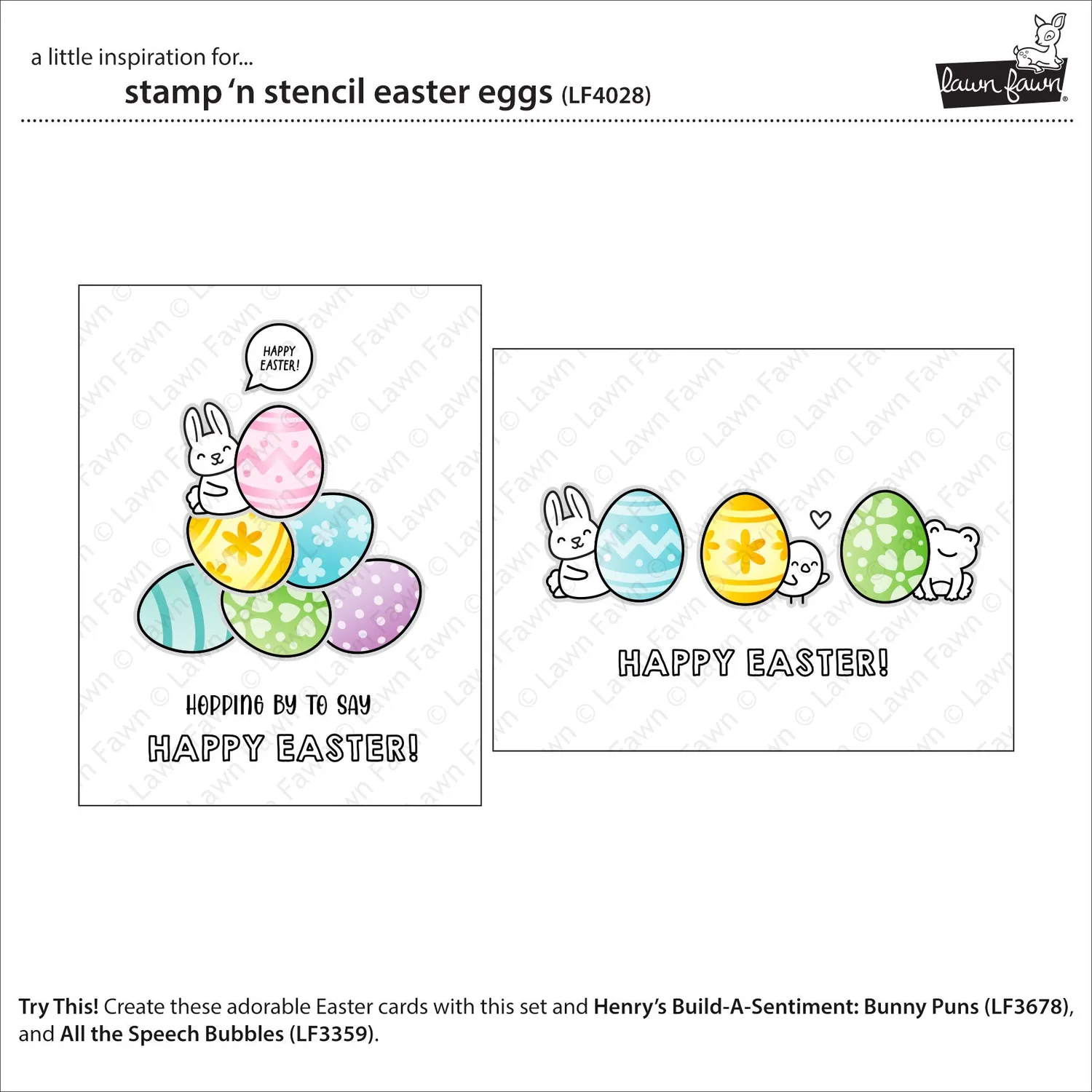 Lawn Fawn Stamp N Stencil Easter Eggs LF4028 Klartextstempel