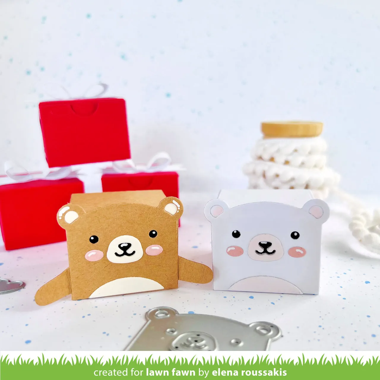 Lawn Fawn Tiny Gift Box Panda Bär Stanze 16-tlg