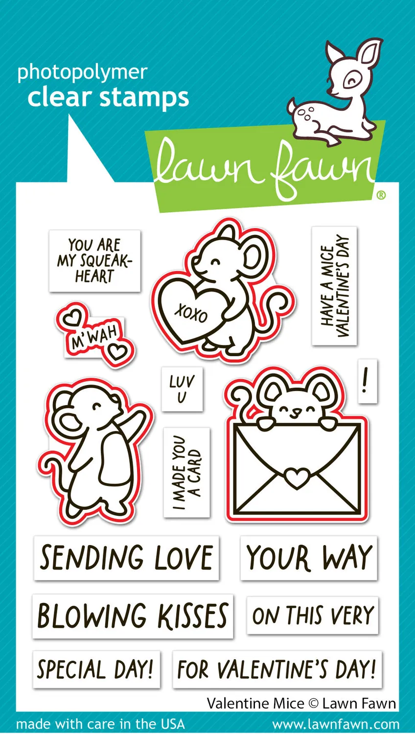 Lawn Fawn Valentine Mice Lawn Cuts Stanzen 4-teilig Herzen