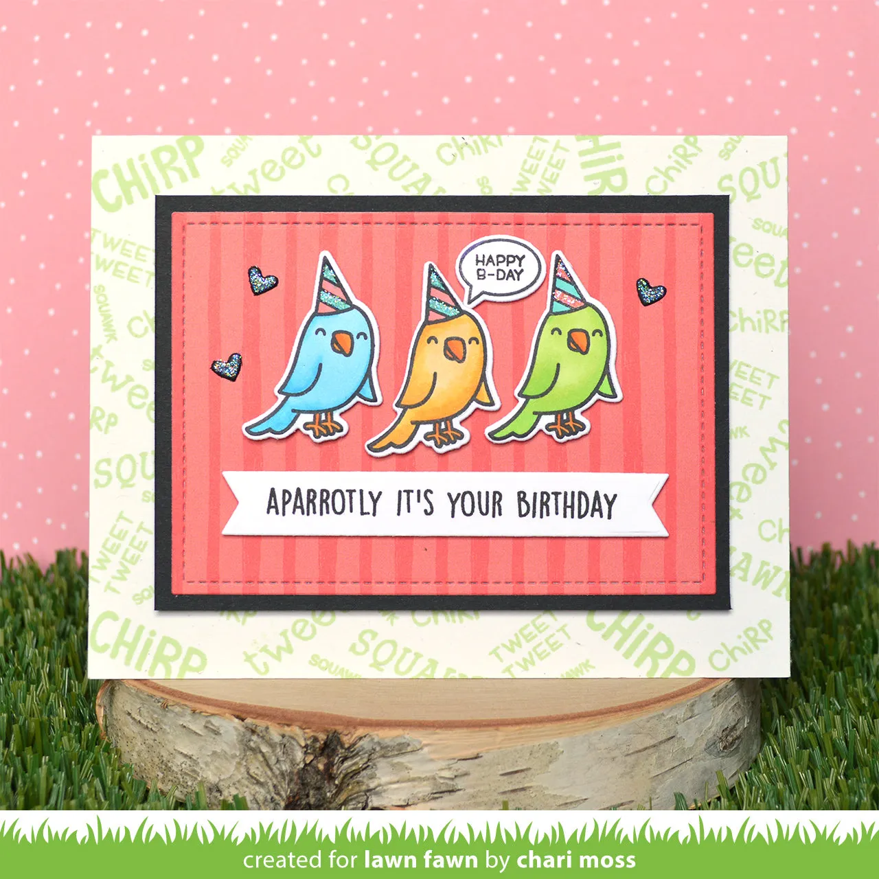 Lawn Fawn Year Twelve Stempelset Papagei Geburtstag