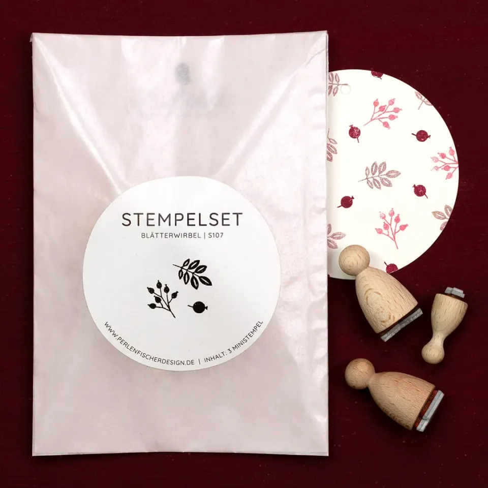 Perlenfischer Leaf swirl Stempelset 3 Kegelstempel
