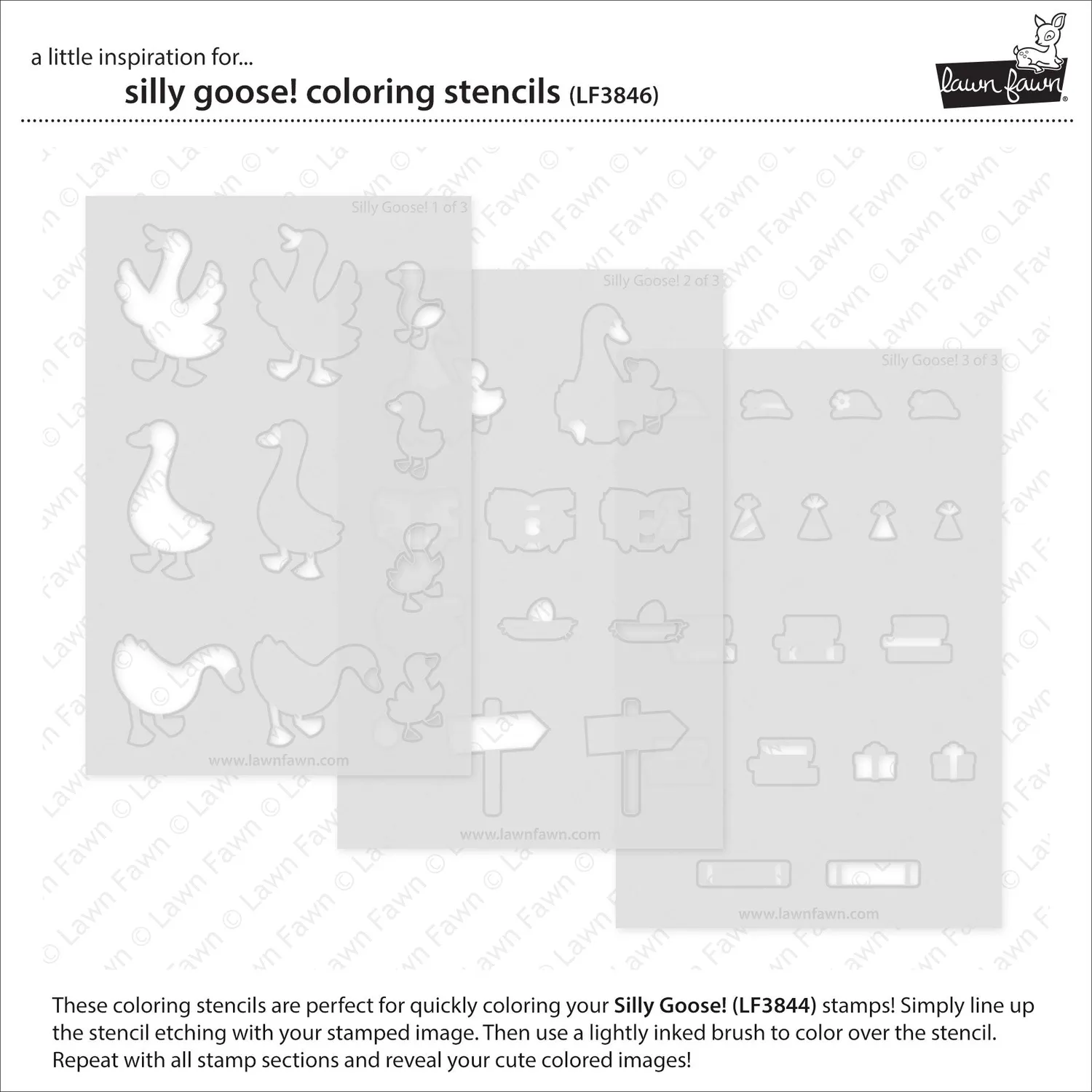 Lawn Fawn Silly Goose LF3846 Schablonen 3-teilig
