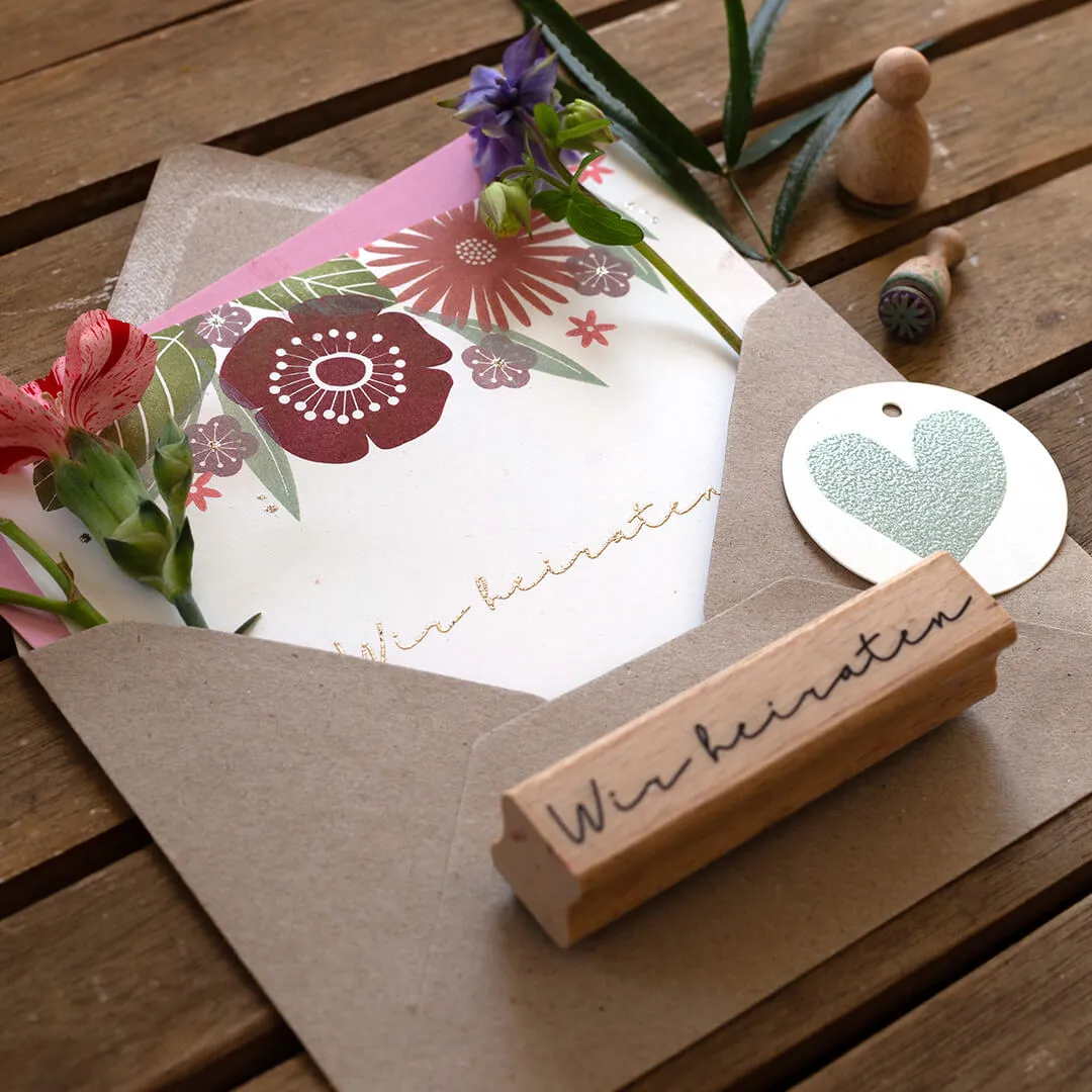 Perlenfischer Wir heiraten 2 Stempel 8x79 mm Holz
