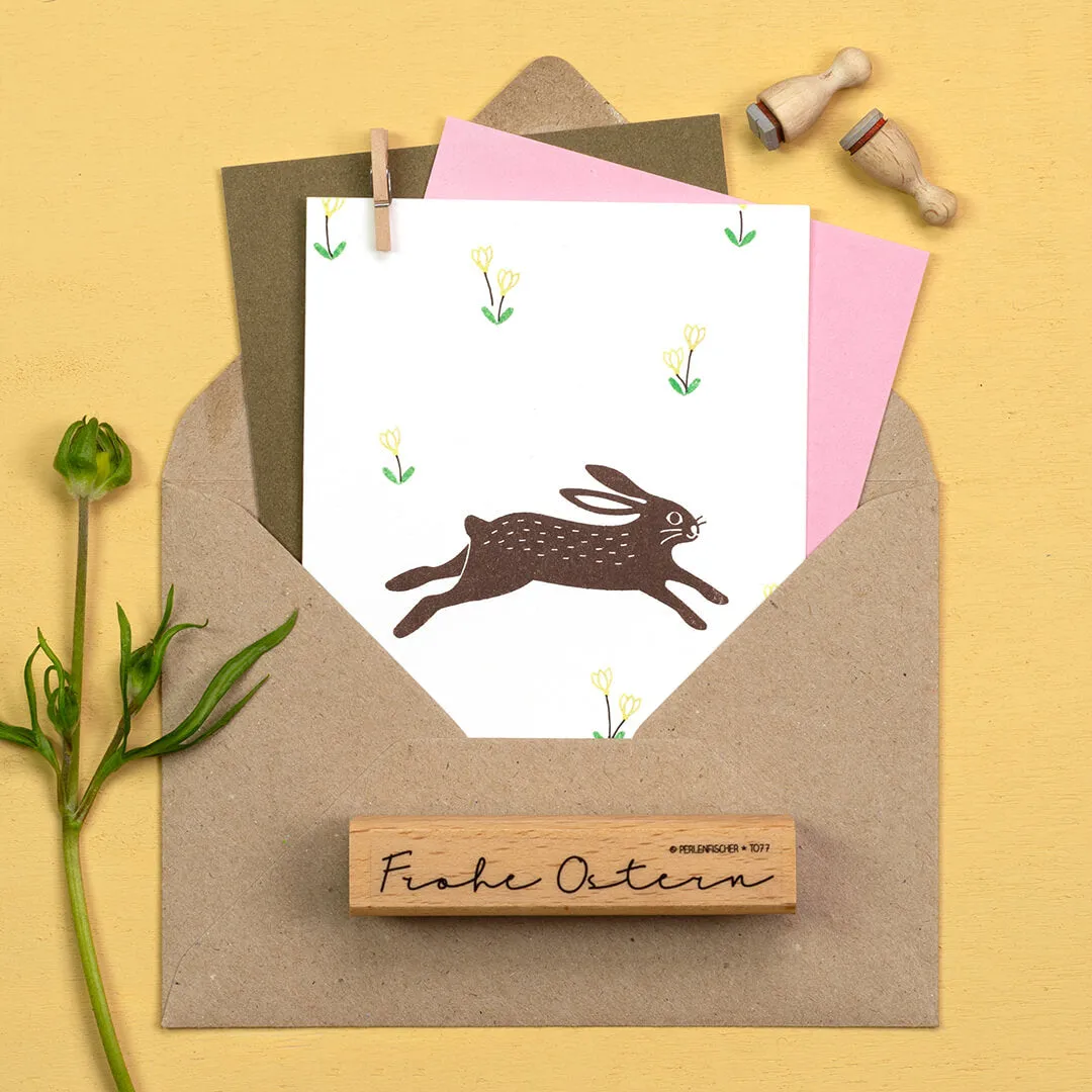 Perlenfischer Hase springend Stempel 72x37 mm Ostern