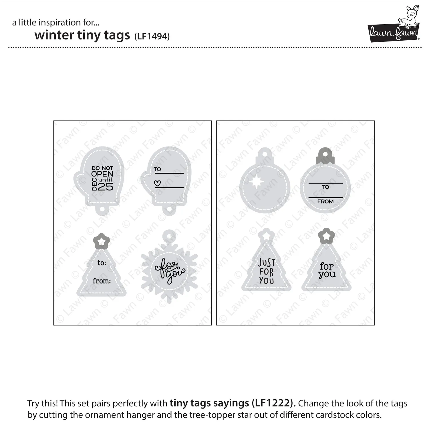 Lawn Fawn Lawn Cuts Winter Tiny Tags Stanzen 7-teilig Winter